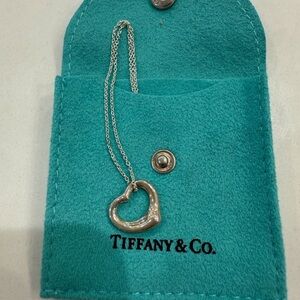 Tiffany Necklace Open Heart Elsa Peretti Sterling Silver .925 15mm heart 16in